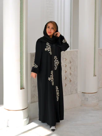 عبای آستین بژ طرح جلو جقه