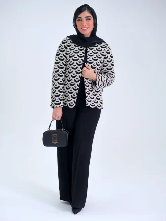 کت قلاب بافی هلالی سنگدوزی