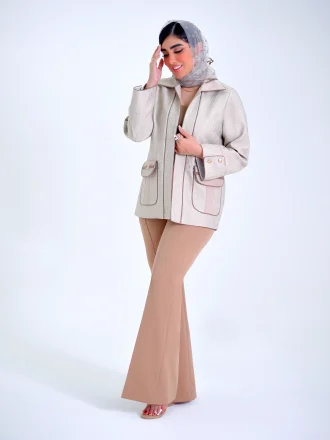 کت ژاکارد کرم طرح سولامور