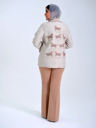 کت ژاکارد کرم طرح سولامور