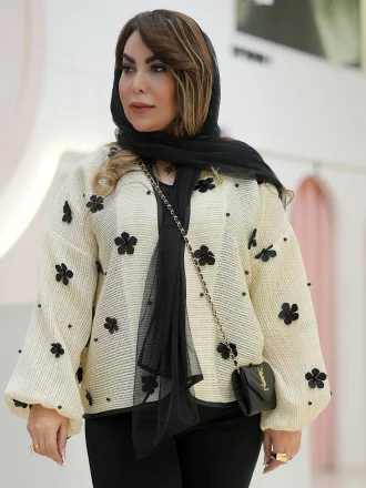 کت کرم گل مشکی