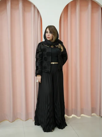 کت قلاب بافی مشکی مخمل