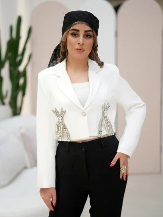 کت کراپ پاپیون سفید