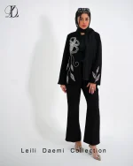 کت کرپ جواهر دوزی طرح گل و برگ