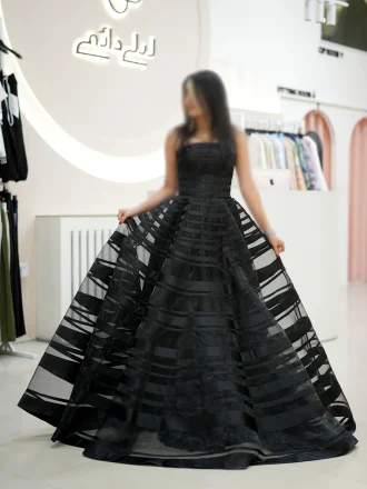 پیراهن ماکسی ساتن فرشته مشکی