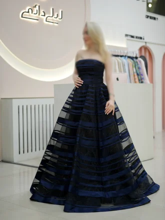 پیراهن ماکسی ساتن فرشته سورمه ای