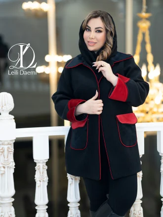 کت فوتر پشت گلدوزی قرمز و مشکی