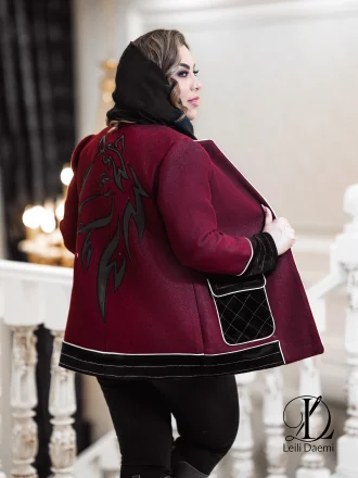 کت مخمل سوییت زرشکی طرح اسب