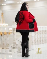 کت مخمل سوییت قرمز طرح اسب