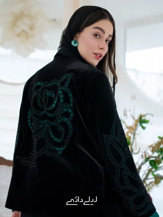 کت مخمل بروکنه پشت و آستین