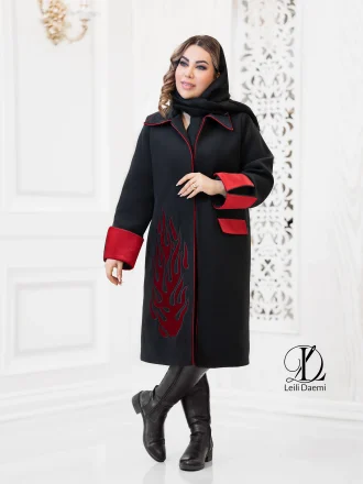 پالتو فوتر طرح آتش مشکی و قرمز